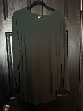 Old Navy Dark Green Ribbed Long Sleeve Top